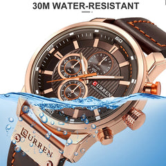 Men's Leather Sports Watches Army Military Quartz Wristwatch Chronograph