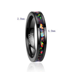 Men Tungsten Carbide Ring Inlaid Opal Black 