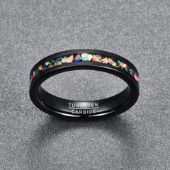 Men Tungsten Carbide Ring Inlaid Opal Black 
