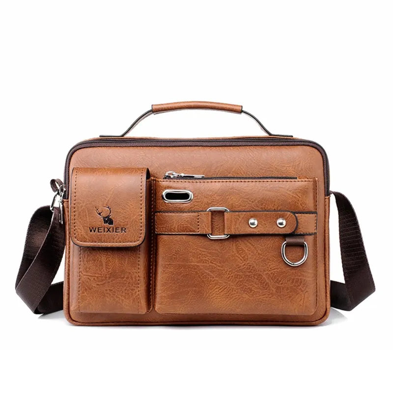 Men's Shoulder Portable PU Leather Crossbody Handbag