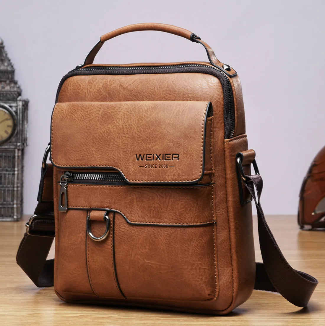 Men PU Leather Crossbody Shoulder Bag