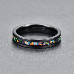 Men Tungsten Carbide Ring Inlaid Opal Black 
