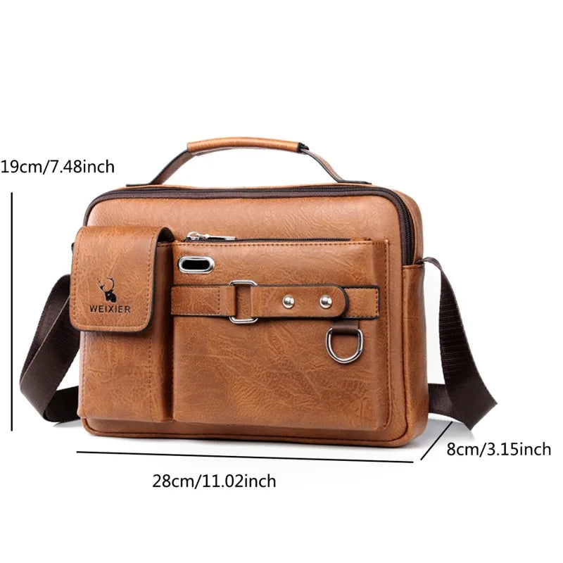Men's Shoulder Portable PU Leather Crossbody Handbag