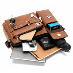 Men's Shoulder Portable PU Leather Crossbody Handbag