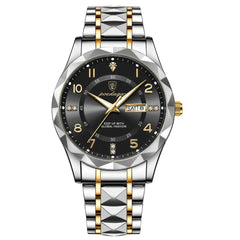 Men's Quartz Watch Waterproof Date Week Luminous Wristwatch Stainless Steel 